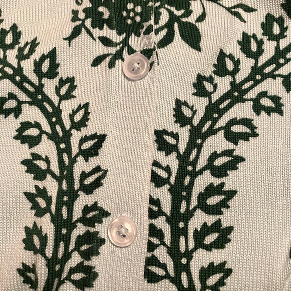 Talbots V Neck Floral Cardigan Sweater Size Large in Green NWT - Picture 4 of 6